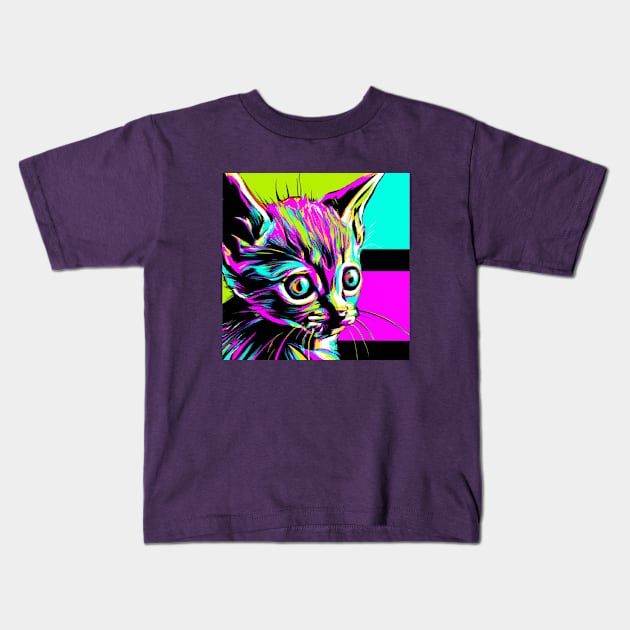 Neon Pop Art Horror Kitten Kids T-Shirt by Star Scrunch